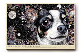 Paul Sinus Wandbild The Space Explorer Dog Verspieltes Kunstmotiv eines Hundes im Weltraum, umgeben von Sternen, Galaxien und farbintensiver Fantasie.