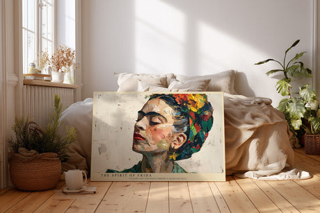 Paul Sinus Wandbild The Spirit of Frida – farbenstarkes Porträt einer Frau in Collagenoptik symbolisiert Mut, Individualität und kreative Stärke