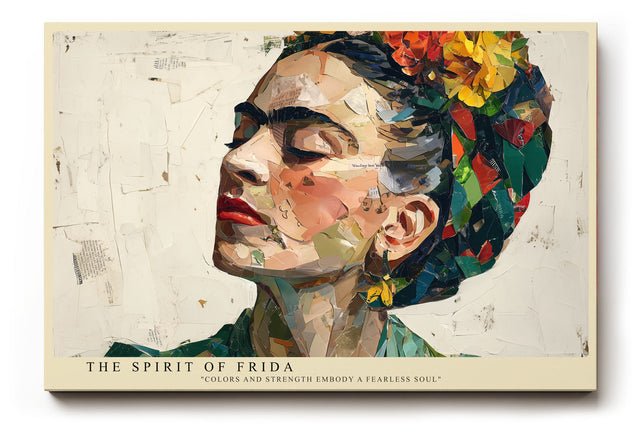 Paul Sinus Wandbild The Spirit of Frida – farbenstarkes Porträt einer Frau in Collagenoptik symbolisiert Mut, Individualität und kreative Stärke