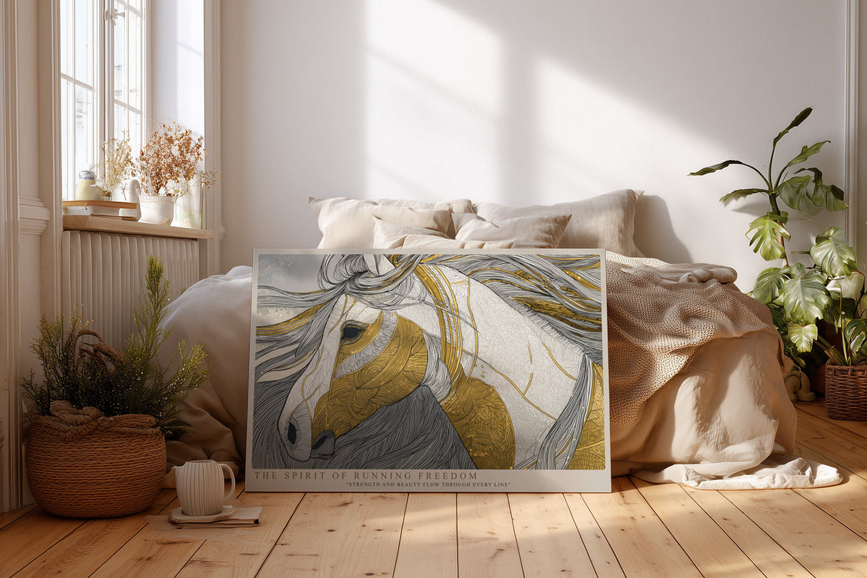 Paul Sinus Wandbild The Spirit of Running Freedom Horse in Motion with Golden Elegance