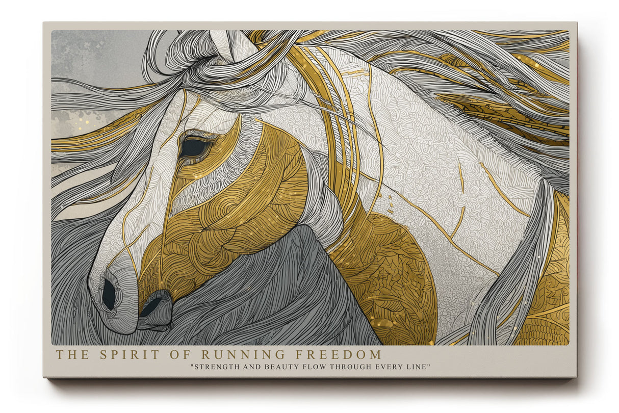 Paul Sinus Wandbild The Spirit of Running Freedom Horse in Motion with Golden Elegance