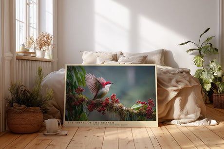 Paul Sinus Wandbild The Spirit of the Branch – farbenprächtiger Vogel mit roten Beeren auf Ast symbolisiert natürliche Eleganz und Lebendigkeit
