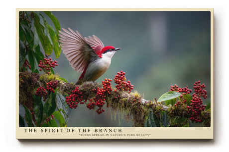 Paul Sinus Wandbild The Spirit of the Branch – farbenprächtiger Vogel mit roten Beeren auf Ast symbolisiert natürliche Eleganz und Lebendigkeit