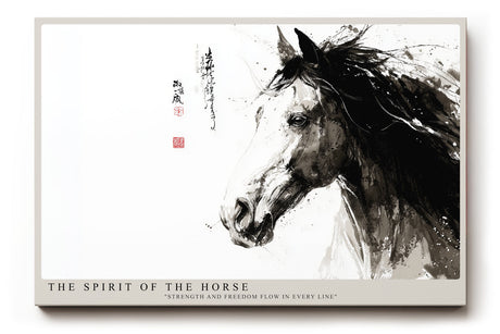 Paul Sinus Wandbild The Spirit of the Horse künstlerisches Tiermotiv im asiatischen Stil mit dynamischem Pinselstrich für moderne Räume voller Kraft und Freiheit