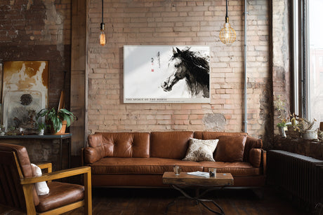 Paul Sinus Wandbild The Spirit of the Horse künstlerisches Tiermotiv im asiatischen Stil mit dynamischem Pinselstrich für moderne Räume voller Kraft und Freiheit