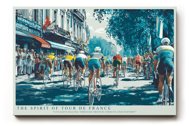 Paul Sinus Wandbild The Spirit of Tour de France – Dynamisches Radsportmotiv im Retro-Stil – Farbstarkes Wandbild mit Bewegung, Geschichte und Leidenschaft.