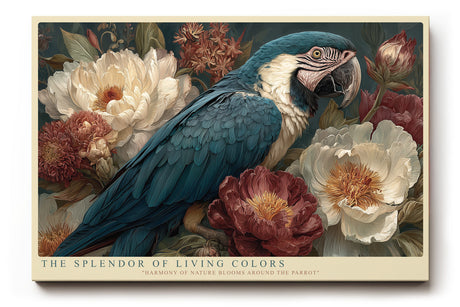 Paul Sinus Wandbild The Splendor of Living Colors Parrot and Flowers in Natural Harmony