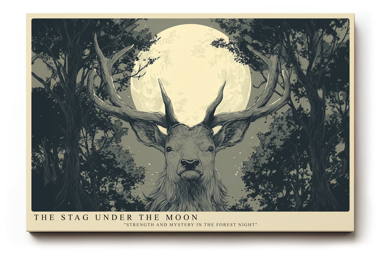 Paul Sinus Wandbild The Stag Under the Moon – Majestätischer Hirsch im Mondlicht – Mystisches Wandbild mit Symbolkraft und natürlicher Stärke.