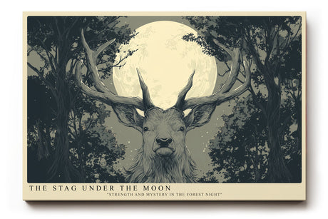 Paul Sinus Wandbild The Stag Under the Moon – Majestätischer Hirsch im Mondlicht – Mystisches Wandbild mit Symbolkraft und natürlicher Stärke.