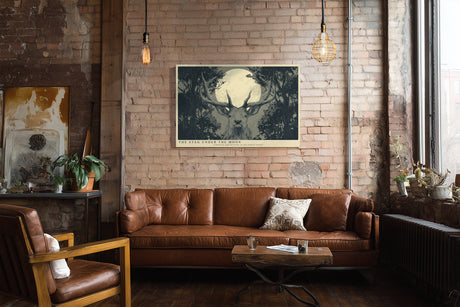 Paul Sinus Wandbild The Stag Under the Moon – Majestätischer Hirsch im Mondlicht – Mystisches Wandbild mit Symbolkraft und natürlicher Stärke.
