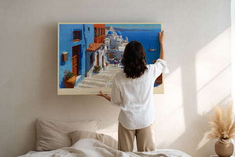 Paul Sinus Wandbild The Stairs of Santorini Dreams Mediterranean Escape of Blue and White Serenity