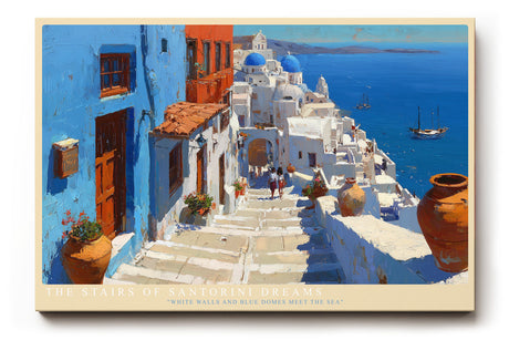Paul Sinus Wandbild The Stairs of Santorini Dreams Mediterranean Escape of Blue and White Serenity