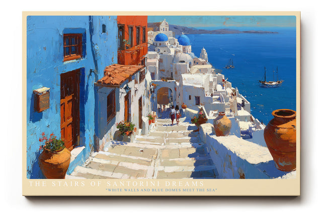 Paul Sinus Wandbild The Stairs of Santorini Dreams Mediterranean Escape of Blue and White Serenity
