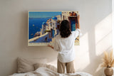 Paul Sinus Wandbild The Stairs to Endless Summer Greek Coastal Serenity in White and Blue