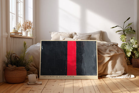 Paul Sinus Wandbild The Stripe of Silent Power abstraktes Motiv mit kräftigem roten Streifen auf dunklem Hintergrund