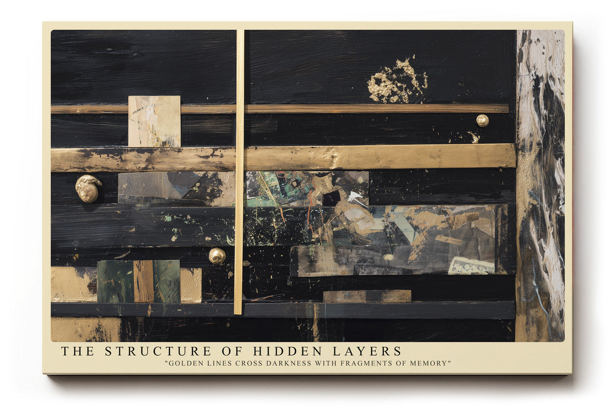 Paul Sinus Wandbild The Structure of Hidden Layers Abstract Gold and Dark Memory Fragments
