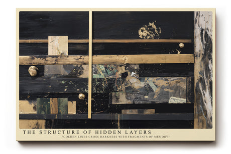 Paul Sinus Wandbild The Structure of Hidden Layers Abstract Gold and Dark Memory Fragments