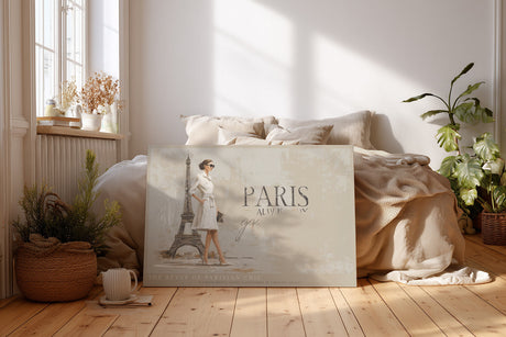 Paul Sinus Wandbild The Style of Parisian Chic – Modebewusste Frau vor dem Eiffelturm, Symbol für Eleganz, Stil und französische Lebensart