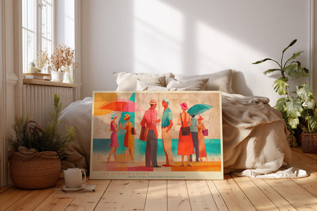 Paul Sinus Wandbild The Summer Crowd – Farbintensive Strandszene mit eleganten Figuren, inspiriert von Leichtigkeit und Sommerfreude