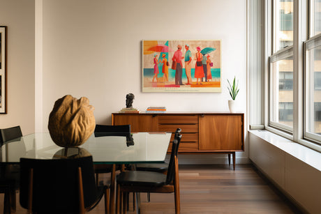 Paul Sinus Wandbild The Summer Crowd – Farbintensive Strandszene mit eleganten Figuren, inspiriert von Leichtigkeit und Sommerfreude