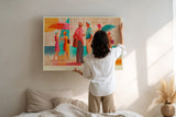 Paul Sinus Wandbild The Summer Crowd – Farbintensive Strandszene mit eleganten Figuren, inspiriert von Leichtigkeit und Sommerfreude