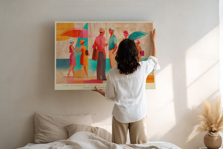 Paul Sinus Wandbild The Summer Crowd – Farbintensive Strandszene mit eleganten Figuren, inspiriert von Leichtigkeit und Sommerfreude