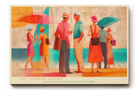 Paul Sinus Wandbild The Summer Crowd – Farbintensive Strandszene mit eleganten Figuren, inspiriert von Leichtigkeit und Sommerfreude