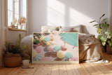 Paul Sinus Wandbild The Summer Paradise by Pool farbenfrohes Retro-Motiv mit pastellfarbenen Sonnenschirmen und Poolatmosphäre