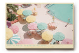 Paul Sinus Wandbild The Summer Paradise by Pool farbenfrohes Retro-Motiv mit pastellfarbenen Sonnenschirmen und Poolatmosphäre
