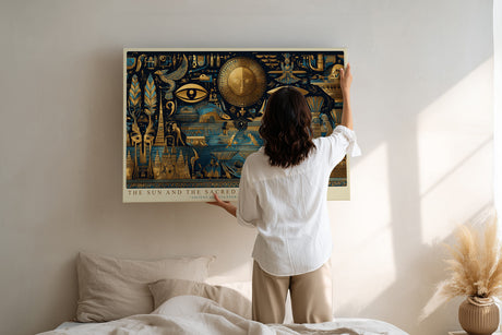 Paul Sinus Wandbild The Sun and the Sacred Eye Egyptian Symbolism in Gold and Blue