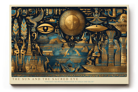 Paul Sinus Wandbild The Sun and the Sacred Eye Egyptian Symbolism in Gold and Blue