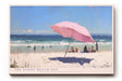 Paul Sinus Wandbild The Sunny Beach Day Impressionistisches Strandmotiv mit rosa Sonnenschirm, blauen Wellen und entspannter Urlaubsstimmung.