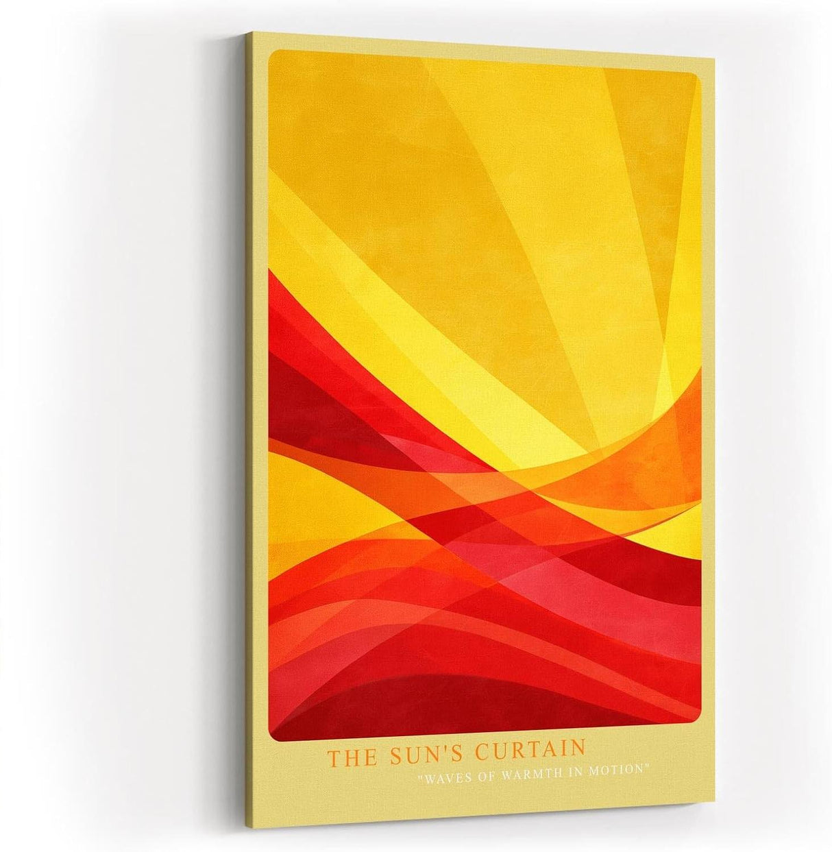 Paul Sinus Wandbild in 40x60cm The Sun's Curtain – Abstrakte Wellen in leuchtendem Gelb und Rot für moderne Wohnräume