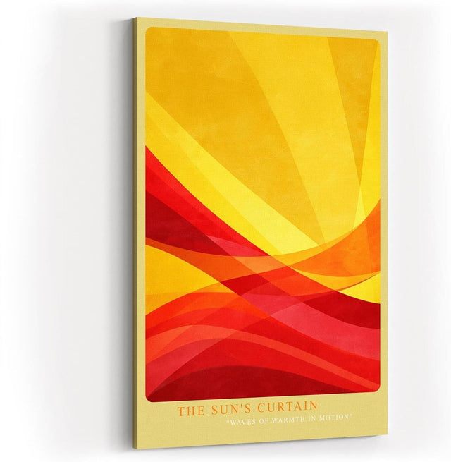 Paul Sinus Wandbild in 40x60cm The Sun's Curtain – Abstrakte Wellen in leuchtendem Gelb und Rot für moderne Wohnräume