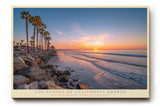 Paul Sinus Wandbild The Sunset of California Shores stimmungsvolles Küstenmotiv mit Palmen und Sonnenuntergang am Meer