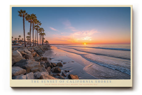 Paul Sinus Wandbild The Sunset of California Shores stimmungsvolles Küstenmotiv mit Palmen und Sonnenuntergang am Meer