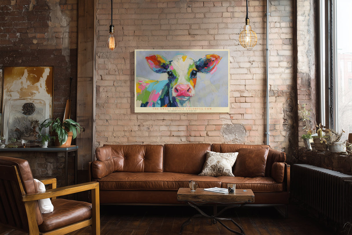 Paul Sinus Wandbild The Sweet Little Colorful Cow Big Bright Eyes Full of Pure Joy