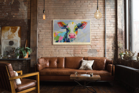 Paul Sinus Wandbild The Sweet Little Colorful Cow Big Bright Eyes Full of Pure Joy