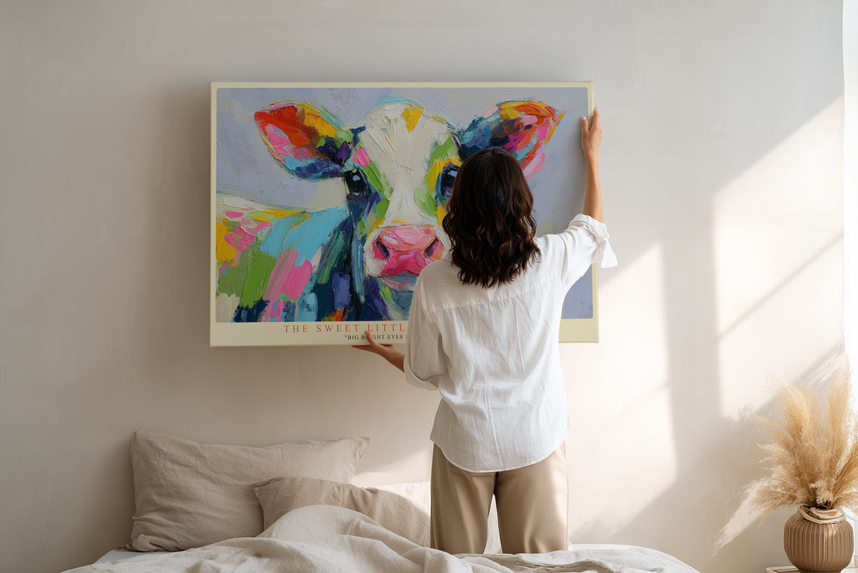Paul Sinus Wandbild The Sweet Little Colorful Cow Big Bright Eyes Full of Pure Joy