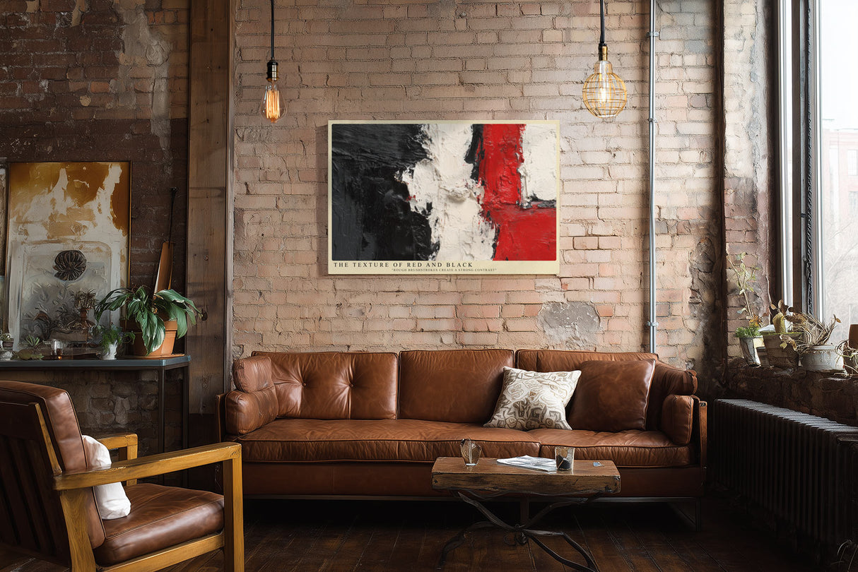 Paul Sinus Wandbild The Texture of Red and Black Rough Brushstrokes Create a Strong Contrast