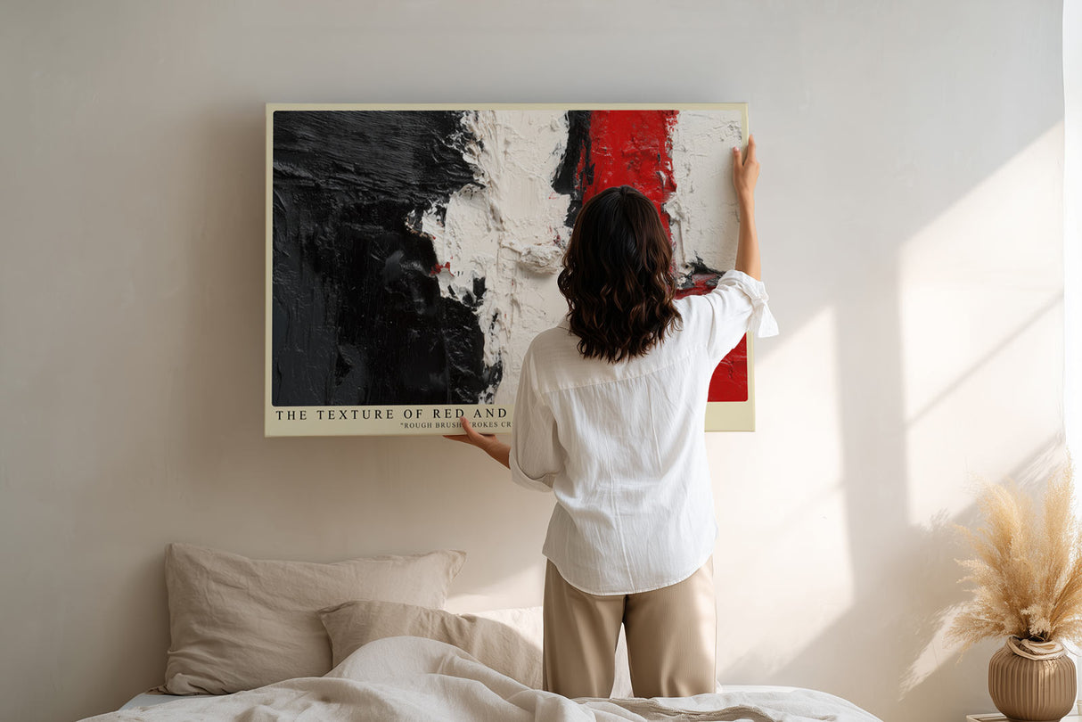 Paul Sinus Wandbild The Texture of Red and Black Rough Brushstrokes Create a Strong Contrast