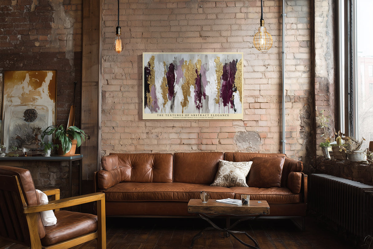 Paul Sinus Wandbild The Textures of Abstract Elegance – Modernes Acrylmotiv in Gold, Weiß und Bordeaux mit strukturierter Oberfläche und Tiefenwirkung