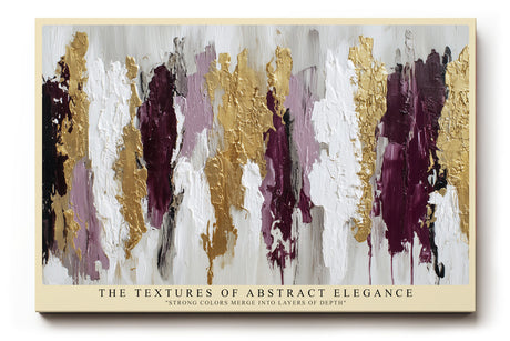Paul Sinus Wandbild The Textures of Abstract Elegance – Modernes Acrylmotiv in Gold, Weiß und Bordeaux mit strukturierter Oberfläche und Tiefenwirkung