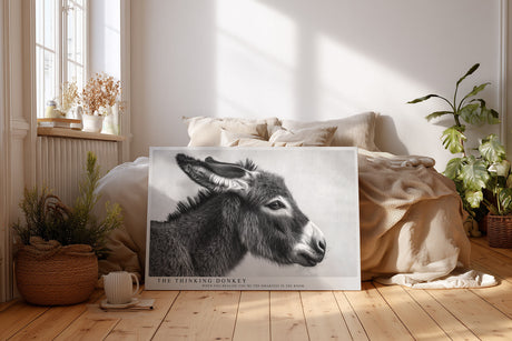 Paul Sinus Wandbild The Thinking Donkey Black and White Animal Portrait with Subtle Humor and Expression