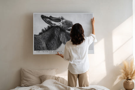 Paul Sinus Wandbild The Thinking Donkey Black and White Animal Portrait with Subtle Humor and Expression