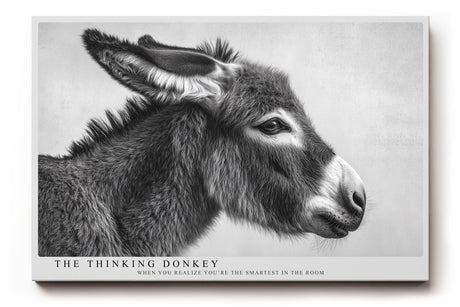 Paul Sinus Wandbild The Thinking Donkey Black and White Animal Portrait with Subtle Humor and Expression