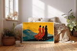 Paul Sinus Wandbild 120x80cm The Three Fates moderne Kunst Silhouetten Frauen Landschaft Poster für Wohnzimmer Schlafzimmer Büro