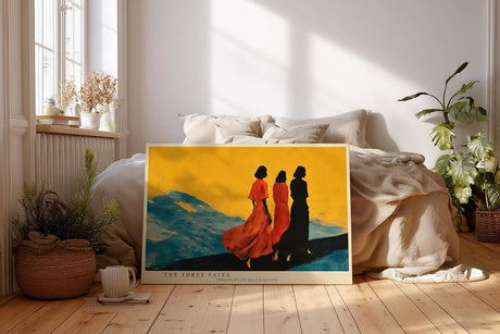 Paul Sinus Wandbild 120x80cm The Three Fates moderne Kunst Silhouetten Frauen Landschaft Poster für Wohnzimmer Schlafzimmer Büro
