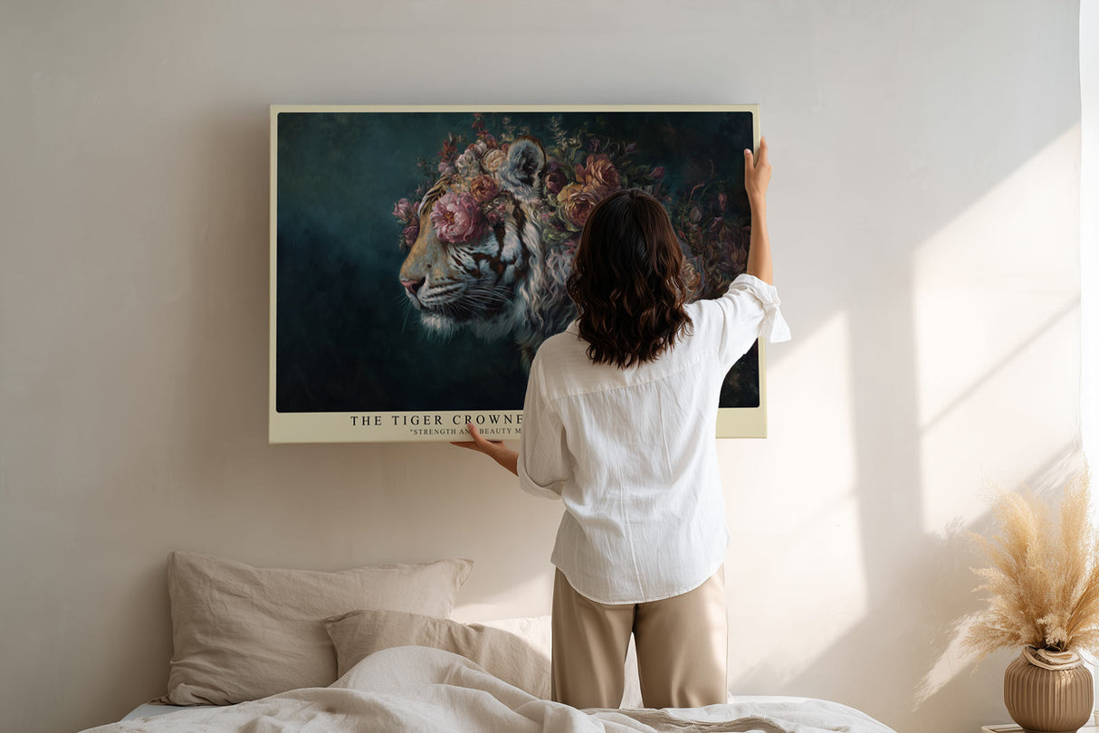 Paul Sinus Wandbild The Tiger Crowned with Blossoms Strength and Beauty in Harmony