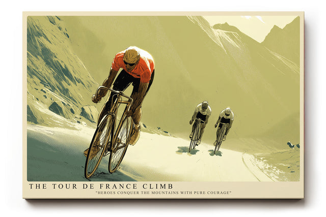 Paul Sinus Wandbild The Tour de France Climb Dramatisches Radsportmotiv mit Fahrern im steilen Gebirge – Sinnbild für Mut, Ausdauer und Stärke.